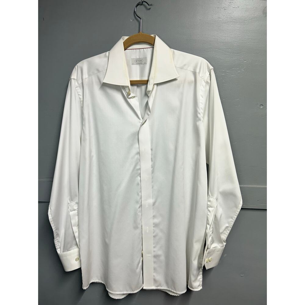 Eton Men’s White Collared Button Down Long Sleeve Dress Shirt Size 42-16.5